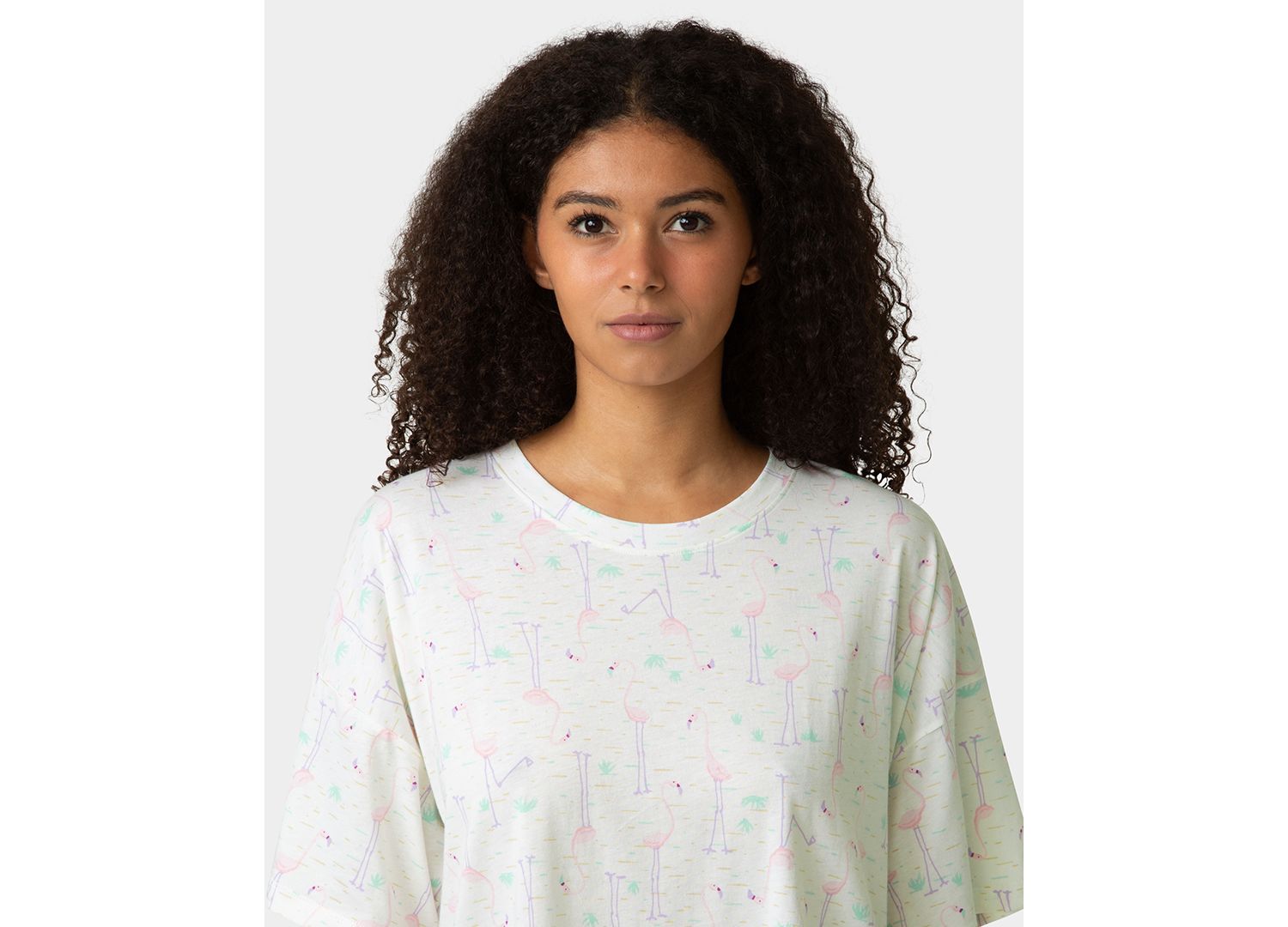 Women's Oversized T-Shirt and Boxer Shorts Pajama, 2-Piece Set