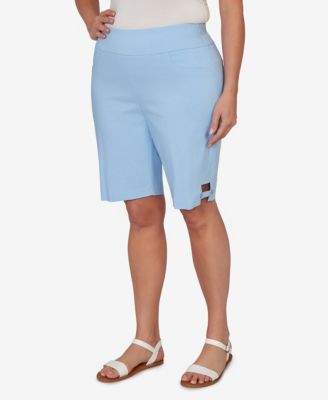Plus Size Solid Tech Stretch Bermuda Shorts