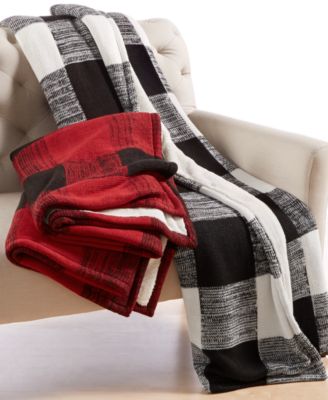 Martha Stewart Collection - Sweater-Knit Buffalo-Plaid Throw