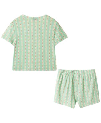 Girls' 6-16 Rosette T-Shirt and Shorts, 2-Piece Pajama Set