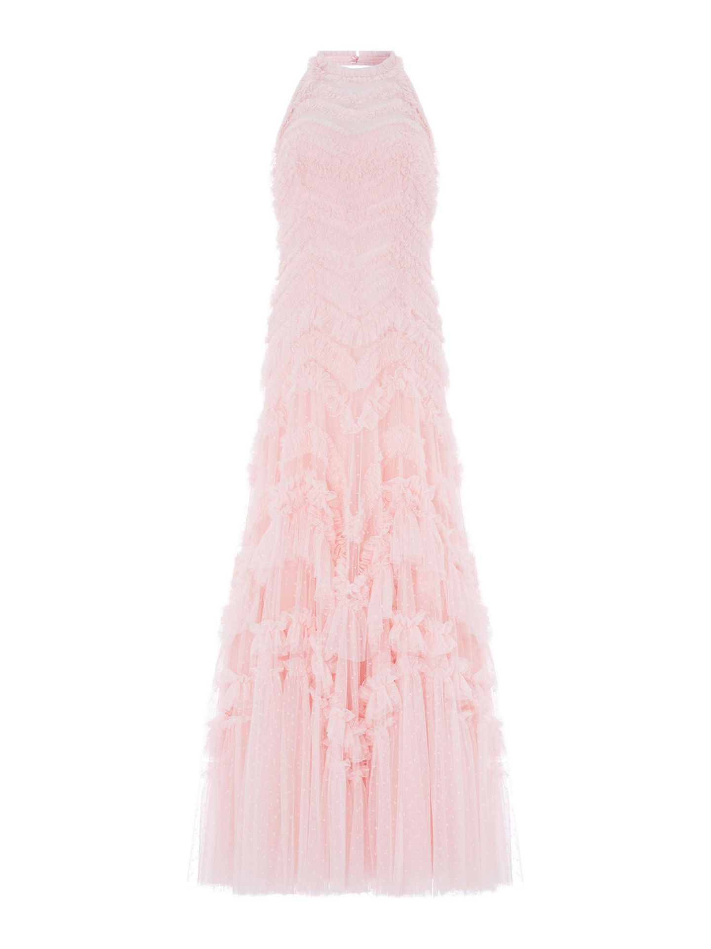 Женское платье Needle & Thread Elia Halter Neck Ruffle Tulle Maxi Gown, цвет: Seashell — фото 4