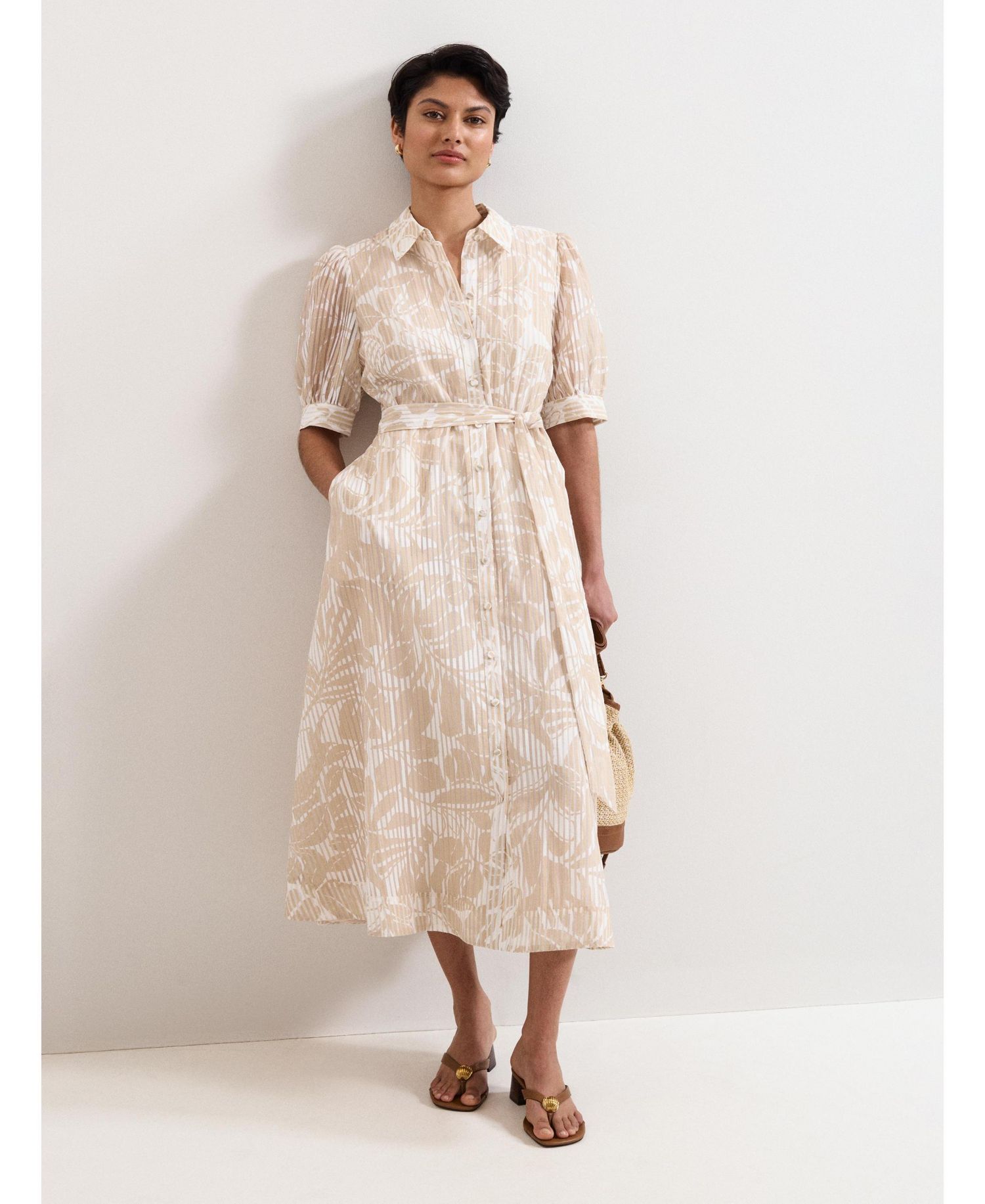 Women's Delphine Belted Midi Shirt Dress