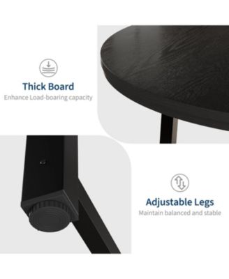 Round Dining Table , Kitchen Dining Room Table with Sturdy Metal Frame, Wood Circle Kitchen Table for Space Saving