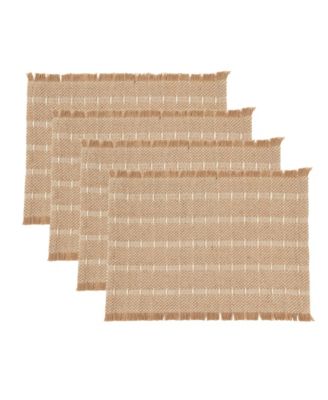 Stripe Textured Jute and Wool Placemats, Set of 4