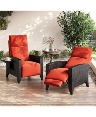 Outdoor Reclining Patio Chair with Adjustable Backrest Footrest All Weather Wicker Chaise Lounge Air Pump 150degree(s) Lay Flat