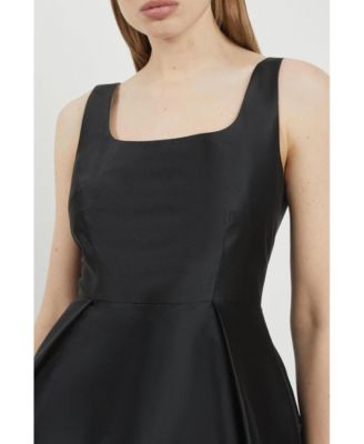 Women's Taffeta Full Skirt Tailored Midi Dress