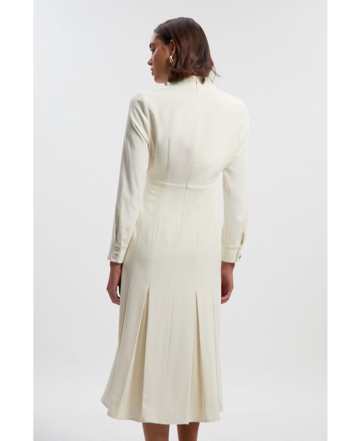 Karen Millen Women's Crepe Buckle Waist Midi Shirt Dress