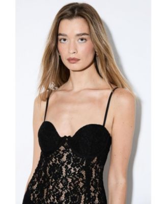 Women's Premium Bustier Corded Lace Midi Dress