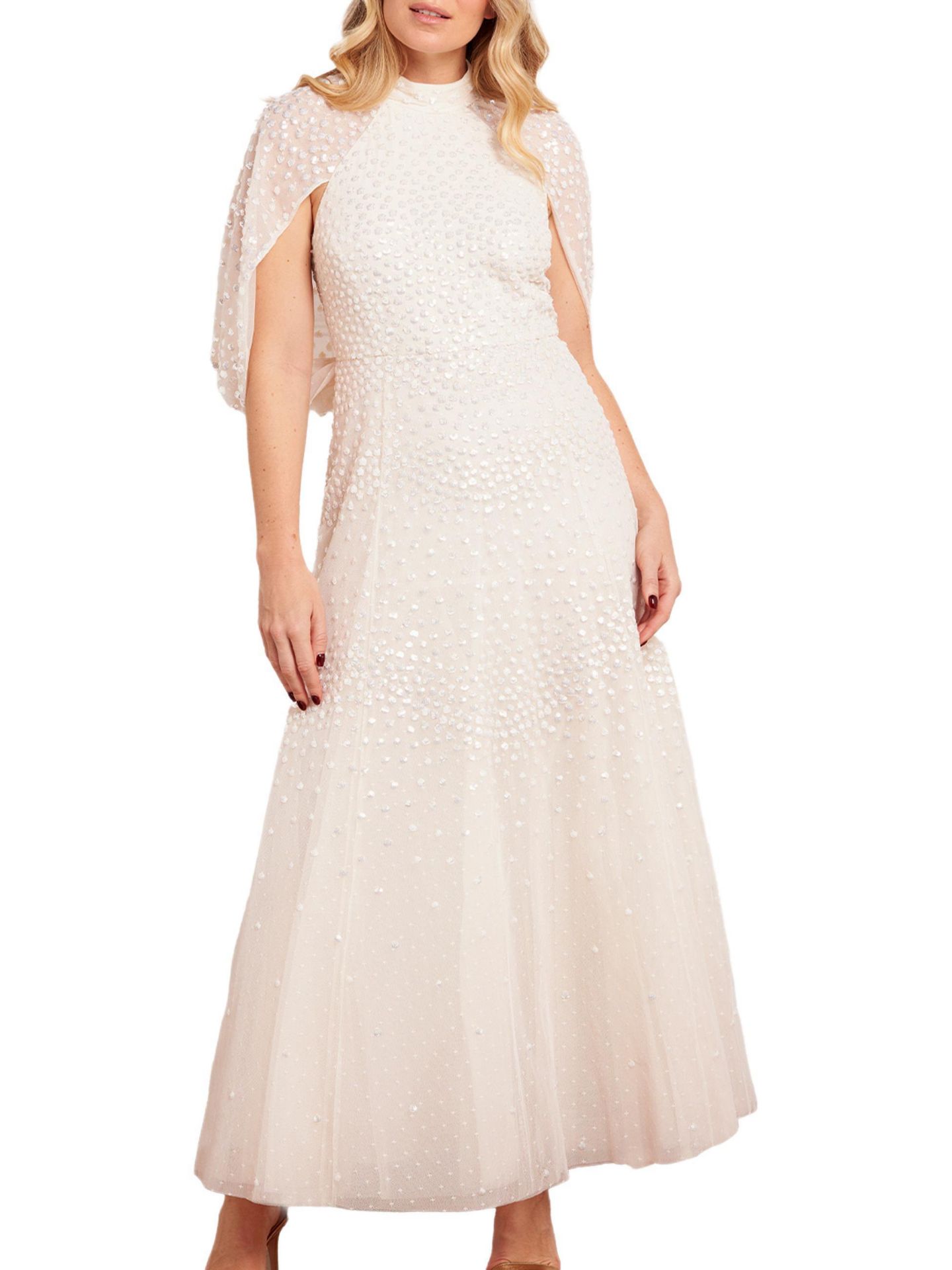 Женское платье Needle & Thread Scallop Sequin Cape Ankle Gown, цвет: Кремовый — фото 1