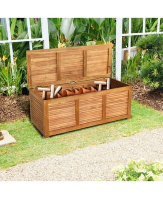46 Gallon Acacia Wood Storage Bench Box for Patio Garden Deck