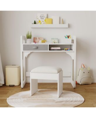 Desk and Chair Set- Wooden Writing Table with Storage Drawers and Pen Holder-  Study Desk for Kids
