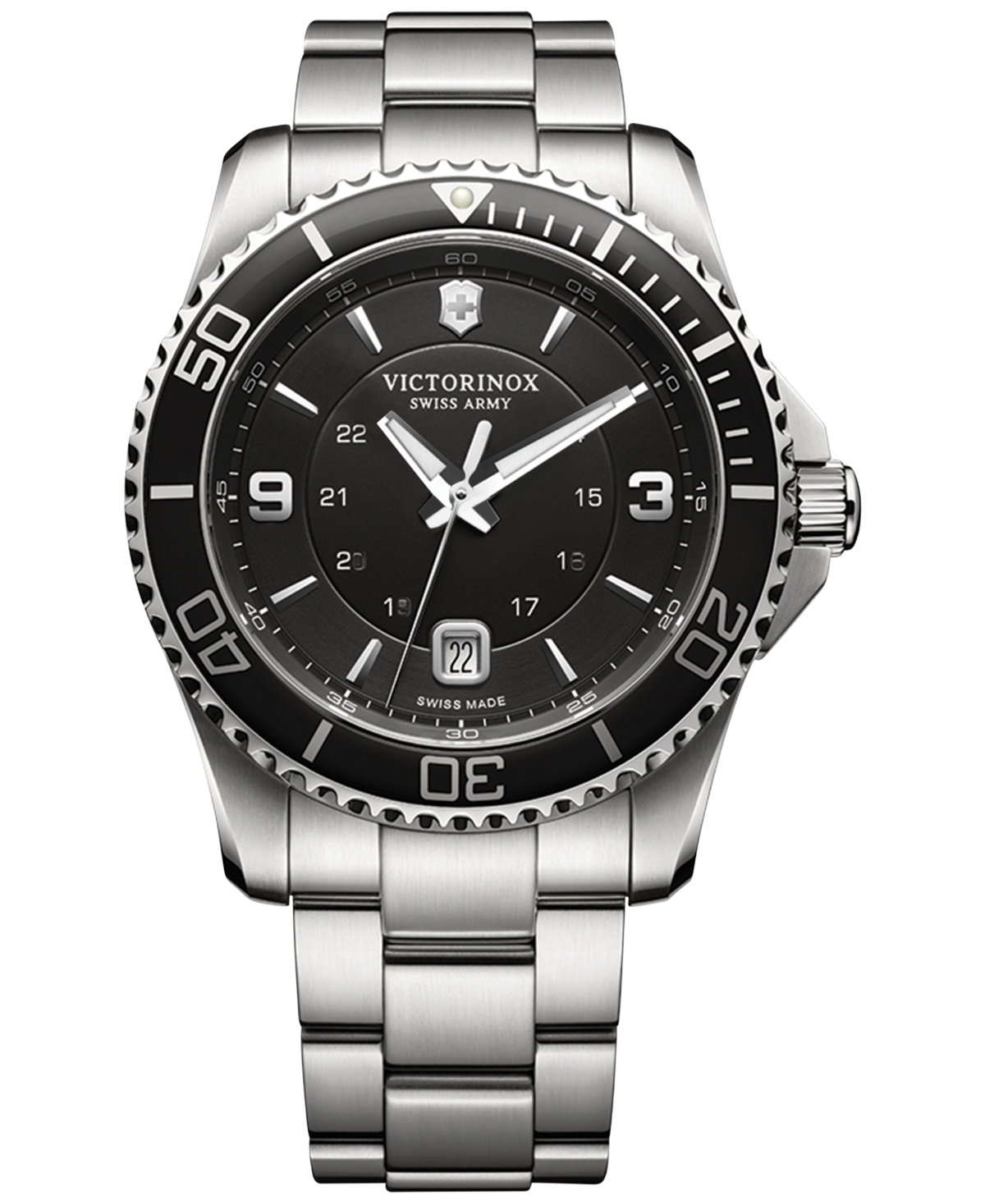 Men's Swiss Maverick Stainless Steel Bracelet Watch 43mm 241697 - Silver