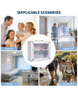 Lockable Medicine Cabinet with Clear Door and Handle, Wall Mount or Carry Storage Box for Bathroom and Home Use