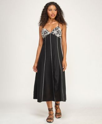 Juniors' Crochet Trim Midi Dress