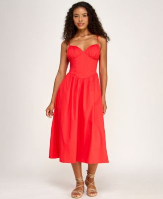 Seni & Cade Juniors' Pleated Midi Dress - Cherry