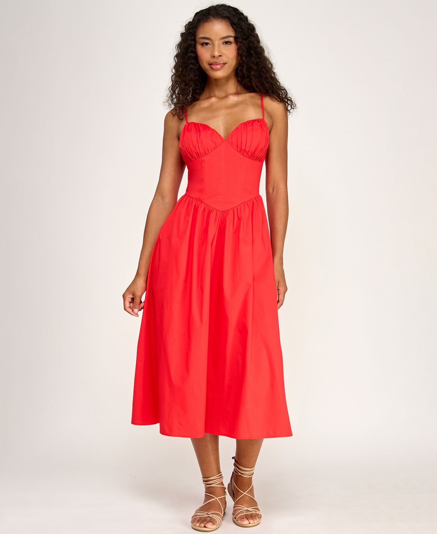 Женское платье SENI & CADE Juniors' Pleated Midi, цвет: Вишнёвый — фото 2