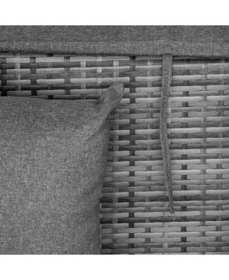 4-Piece Outdoor Rattan Furniture Set, Round Convertible Patio Daybed or Sunbed, Sectional Sofa with Canopy, Pillows, Cushions, Footrest, Table, PE Plastic Wicker, Grey