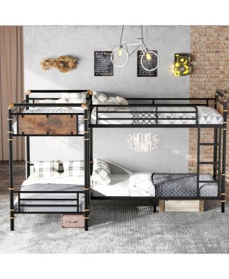 Heavy Duty Quad Bunk Bed, Divisible into 3 Twin Beds