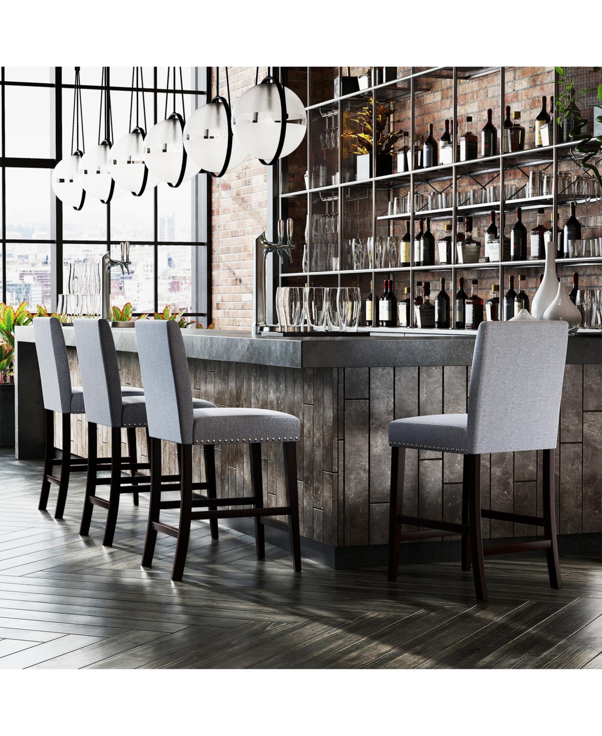 Gymax 26'' Counter Height Chairs Set of 4 Barstools w/ Padded Seat and Backrest Footrest