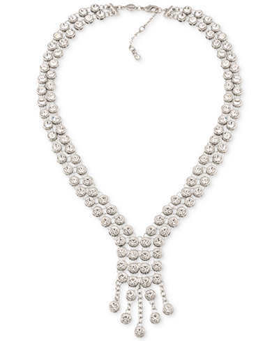 Carolee Silver-Tone Multi-Crystal Collar Necklace