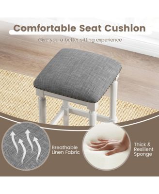 4PCS Upholstered 3-Height Bar Stool Versatile Kitchen Dining Stool