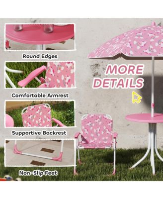 Kids Picnic Table with 2 Folding Chairs and Umbrella,