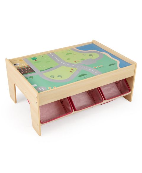 Детские игрушки Slickblue Magnetic Trains Reversible Wooden Train Set Table, от 3 лет, цвет: Светлый коричневый