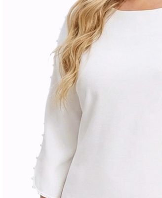 Plus Size 3/4-Petal-Sleeve Dress