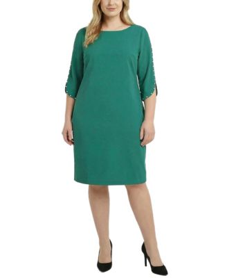 Plus Size 3/4-Petal-Sleeve Dress