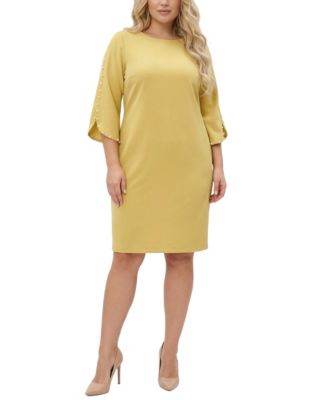 Plus Size 3/4-Petal-Sleeve Dress
