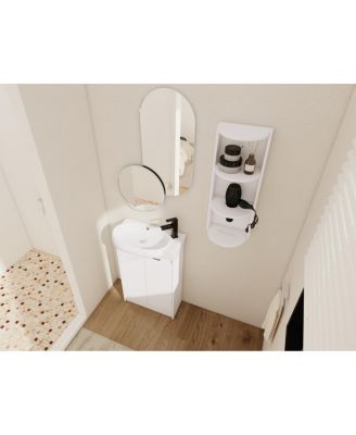 23 Inch Bathroom Vanity with Sink and Storage Rack, Modern Freestanding Plywood Cabinet, Soft Close Doors for Small Spaces