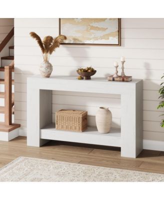  Farmhouse 2-Tier Console Sofa Table with Storage, for Entryway, Living Room and Hallway