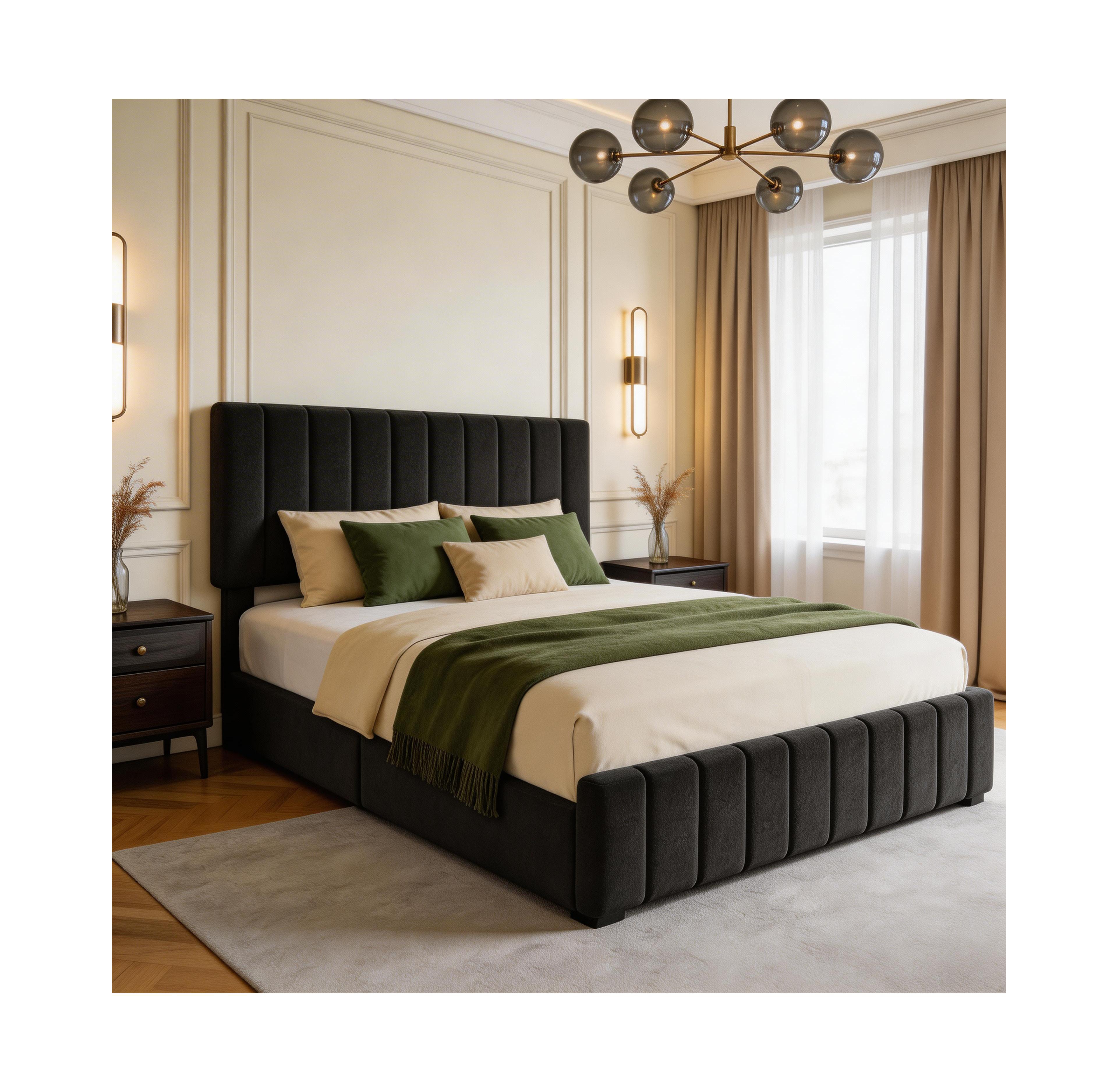 Homfan Bed Frame with 4 Storage Drawers, Adjustable Height Headboard