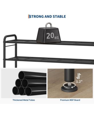 Metal Shoe Rack with Adjustable Flat or Tilt Shelves, Space Saving Shoe Storage Organizer for Entryway, Closet or Bedroom