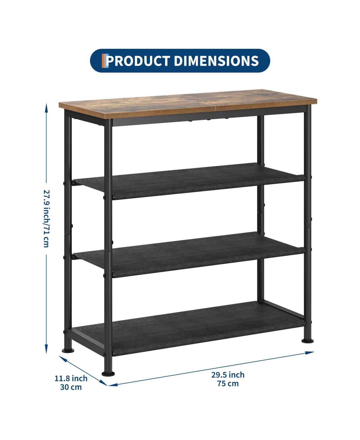 Homfan Slim Shoe Rack with Metal Frame and Fabric Shelves, Adjustable Shoe Storage Organizer for Entryway, Bedroom