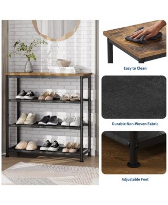 Slim Shoe Rack with Metal Frame and Fabric Shelves, Adjustable Shoe Storage Organizer for Entryway, Bedroom, Closet and Living Room