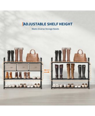 Slim Shoe Rack with Metal Frame and Fabric Shelves, Adjustable Shoe Storage Organizer for Entryway, Bedroom, Closet and Living Room