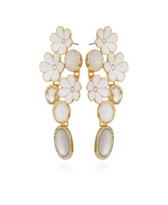 Gold-Tone Floral Linear Drop Earrings