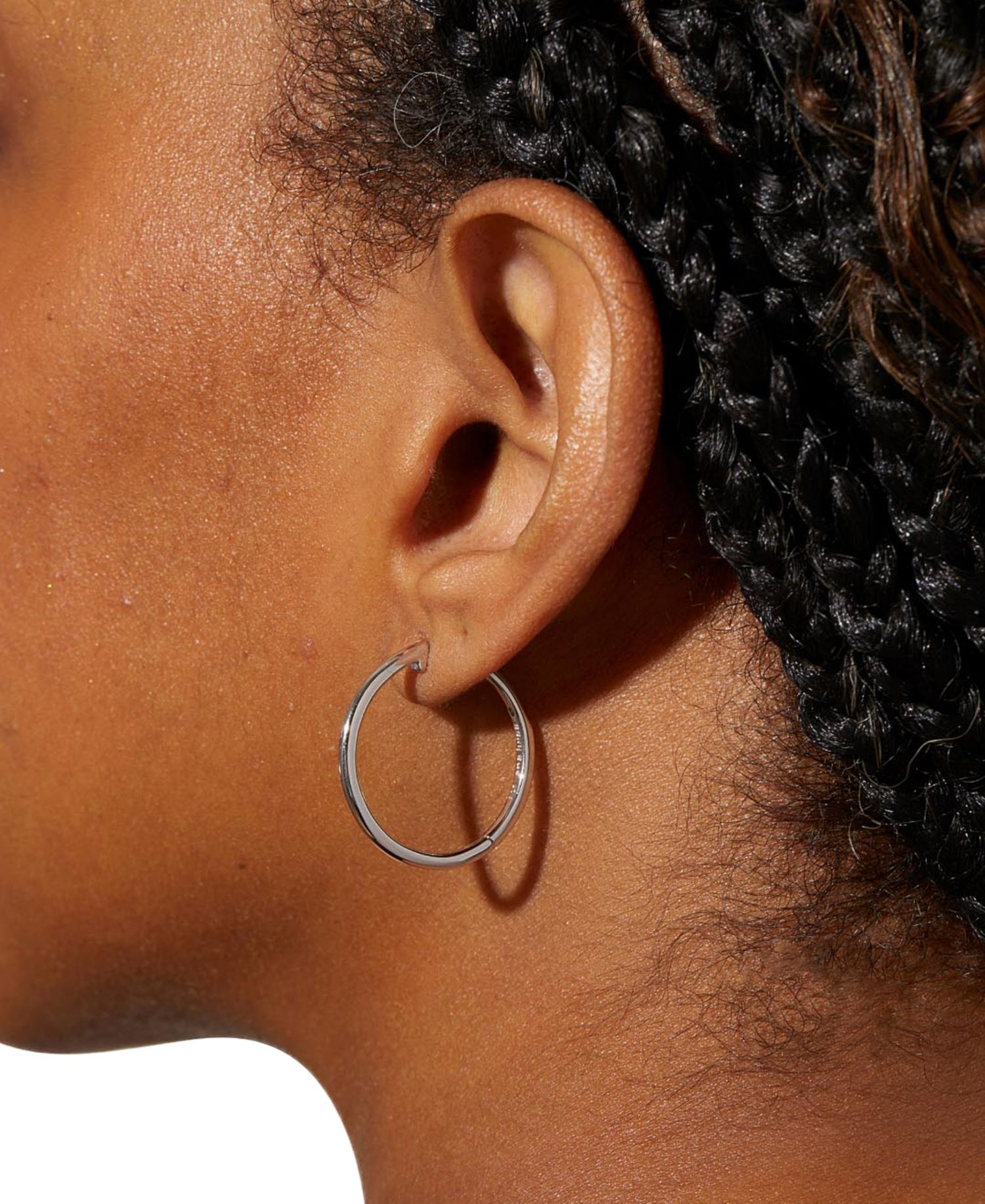 Lo Medium Silver Slim Endless Hoop Earrings