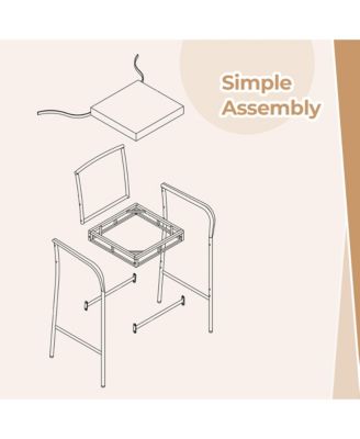 Set of 2 Rattan Patio Bar Stools Outdoor Bar Height Chairs w/ Cushions