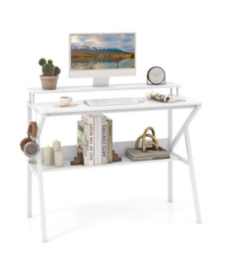 Space-Saving Computer Desk with Monitor Stand