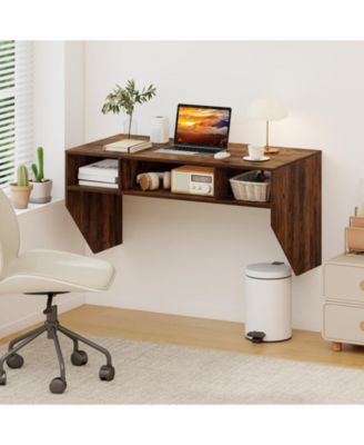 Wall-Mounted Floating Desk with 3 Storage Cubes
