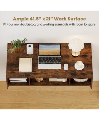 Wall-Mounted Floating Desk with 3 Storage Cubes