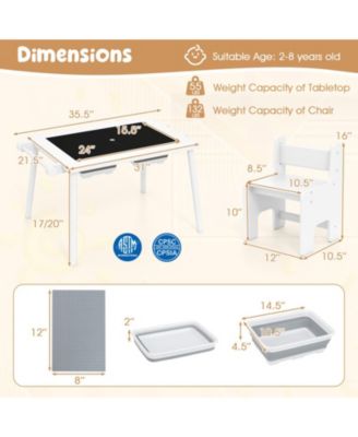 Kids Sensory Table and Chair Set with Foldable Bins and Paper Roll
