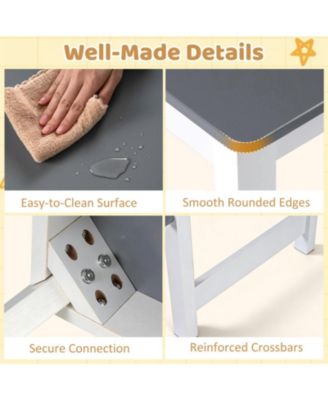 Kids Art Table and Stool Set with Paper Roll and 4 Paint Cups