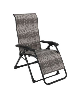 Portable Rattan Chaise Lounge, 330lb Capacity, Outdoor Adjustable Folding Chair with Widened Armrest and Heavy Duty Wicker for Patio