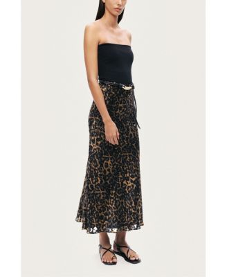 Women's Printed Leopard Midi Skirt