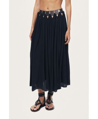 Women's Pleated Ring-Detail Midi Skirt