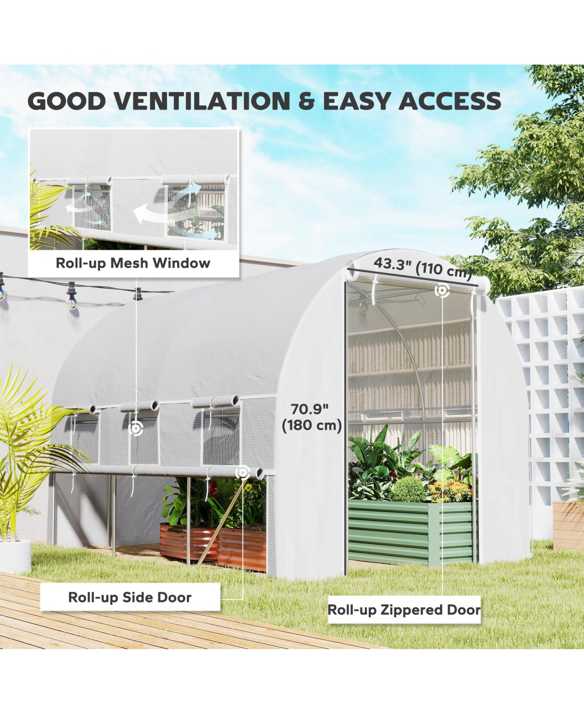 Outsunny 10' x 7' x 7' Outdoor Backyard Walk-in Tunnel Greenhouse