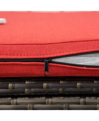 29 Gallon Outdoor Patio Wicker Storage Bench w/ Cushion